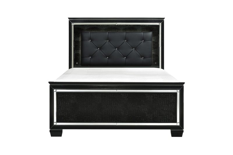 Allura Black LED King Panel Bed - DMV FurnitureKing Bed