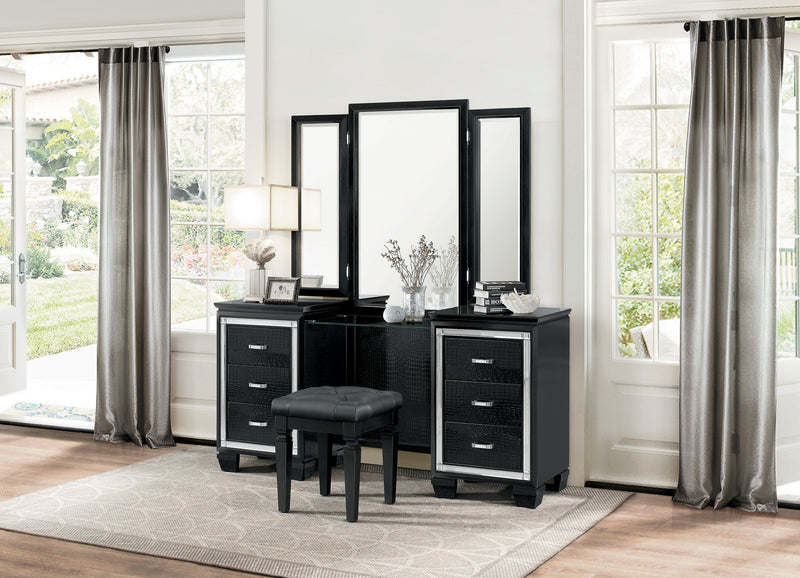 Allura Black Vanity Set with Stool - DMV FurnitureVanity