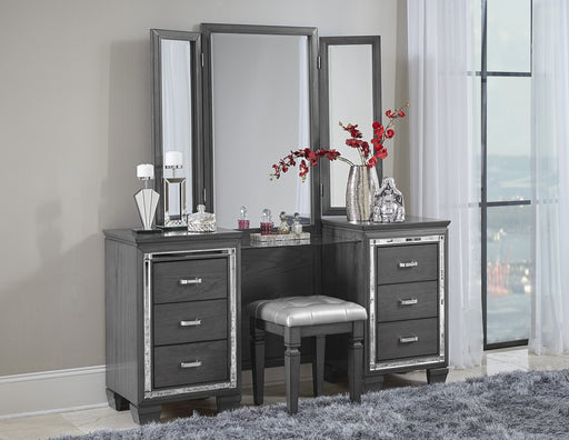 Allura Gray Vanity Set with Stool - DMV FurnitureVanity