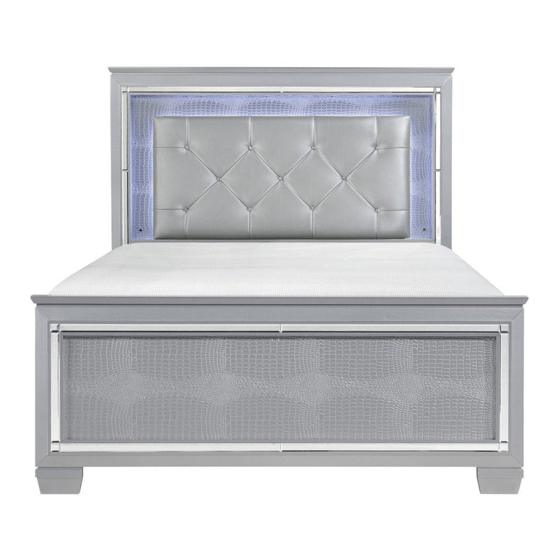 Allura Silver LED Queen Panel Bed - DMV FurnitureQueen Bed
