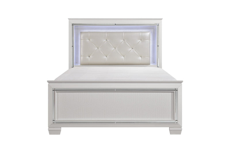 Allura White LED King Panel Bed - DMV FurnitureKing Bed
