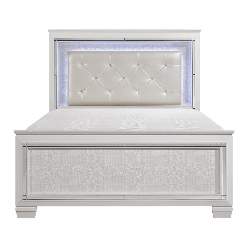 Allura White LED King Panel Bed - DMV FurnitureKing Bed