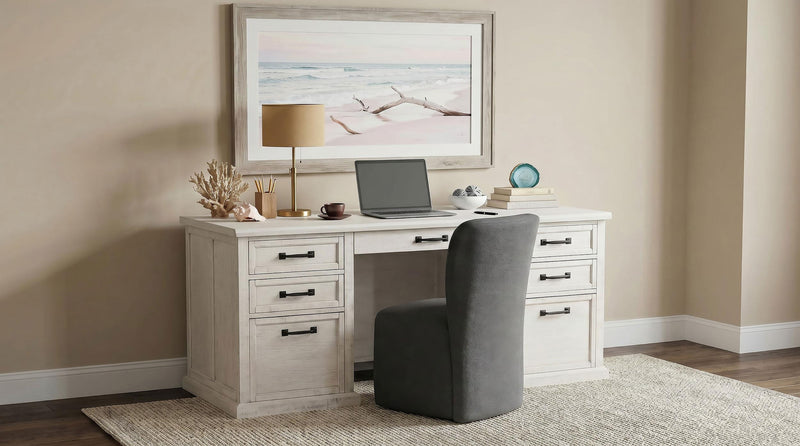 Altidore 68-inch 7-drawer Executive Home Office Desk Distressed White - 800796