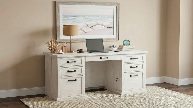 Altidore 68-inch 7-drawer Executive Home Office Desk Distressed White - 800796