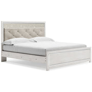 Altyra King Panel Bed with Mirrored Dresser, Chest and 2 Nightstands in White from Ashley - DMV Furniture