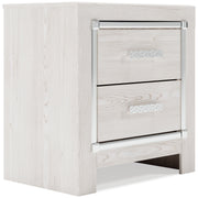 Altyra King Panel Bed with Mirrored Dresser, Chest and 2 Nightstands in White from Ashley - DMV Furniture