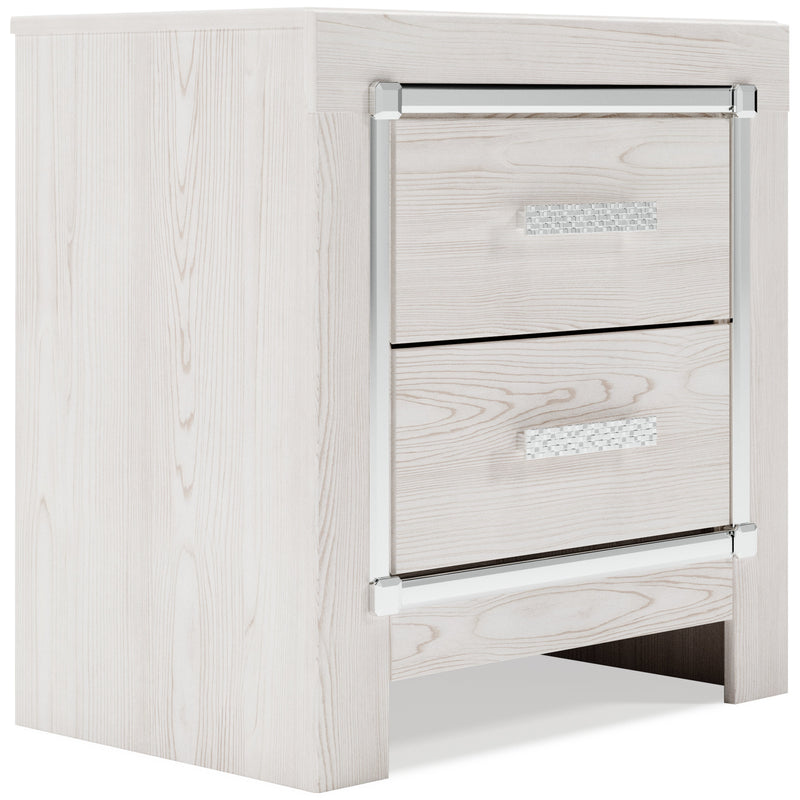 Altyra King Panel Bookcase Bed with Mirrored Dresser, Chest and 2 Nightstands in White from Ashley - DMV Furniture