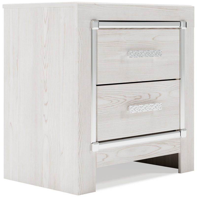 Altyra King Panel Headboard Bed with Mirrored Dresser, Chest and 2 Nightstands in White - PKG009477
