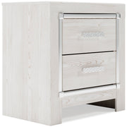 Altyra Queen Bookcase Headboard Bed with Mirrored Dresser, Chest and 2 Nightstands in White - PKG009483