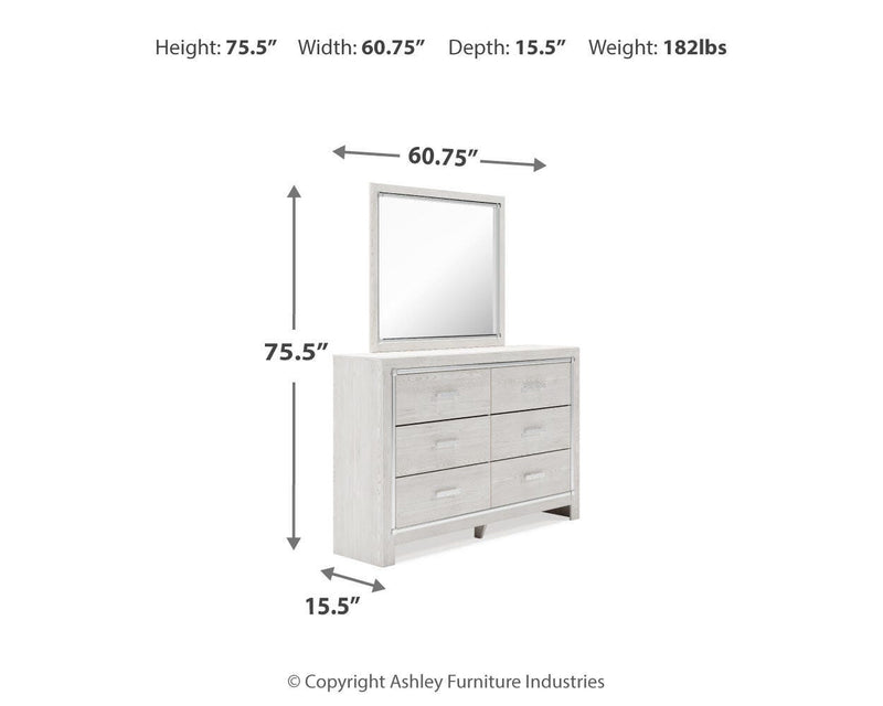 Altyra White King Storage Bed, Dresser, Mirror and 2 Chests - B2640B45