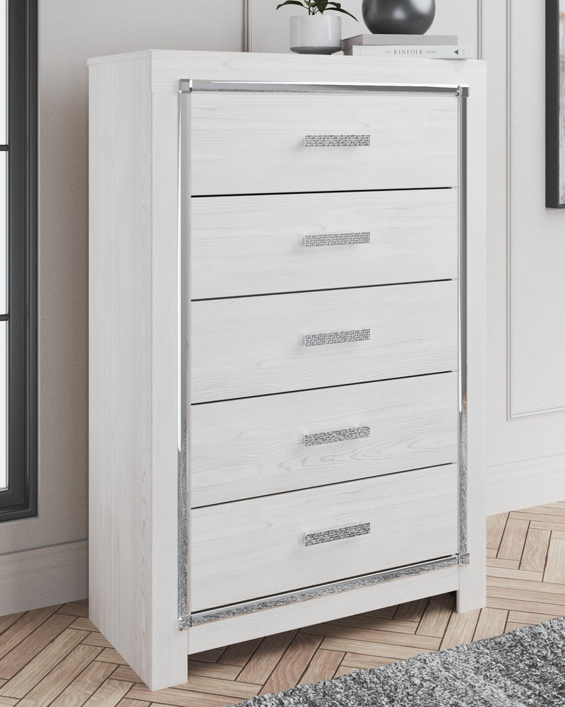 Altyra White King Storage Bed, Dresser, Mirror and 2 Chests - B2640B45