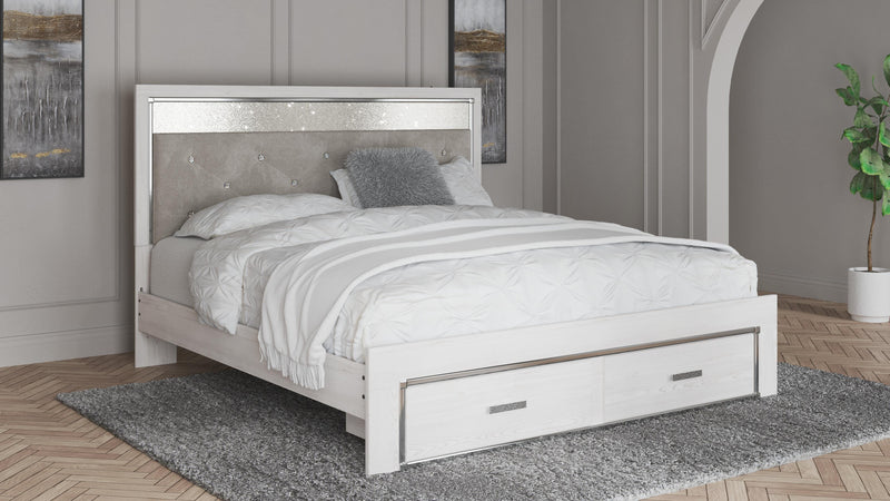 Altyra White King Storage Bed, Dresser, Mirror and 2 Chests - B2640B45