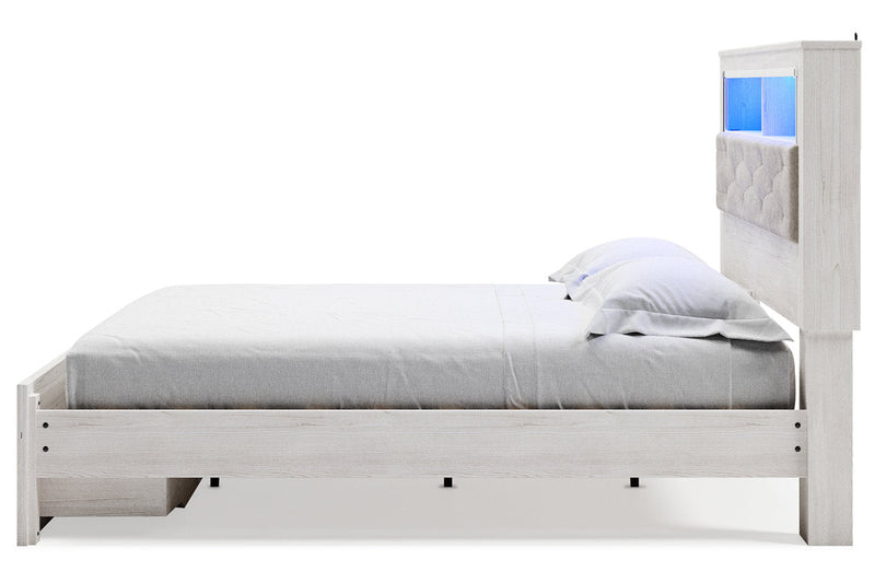 Altyra White King Upholstered Bookcase Bed with Storage - DMV FurnitureKing Bed