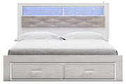 Altyra White King Upholstered Bookcase Bed with Storage - DMV FurnitureKing Bed