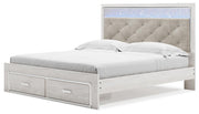 Altyra White King Upholstered Storage Bed, Dresser, Mirror and 2 Nightstands - B2640B37