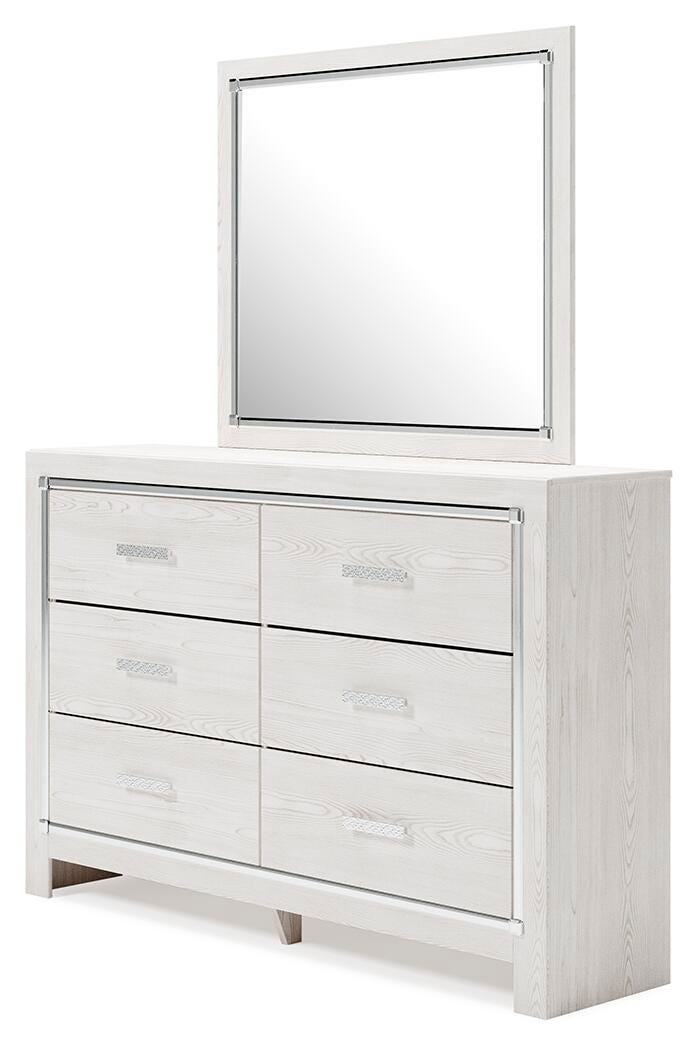 Altyra White King Upholstered Storage Bed, Dresser, Mirror and 2 Nightstands - B2640B37