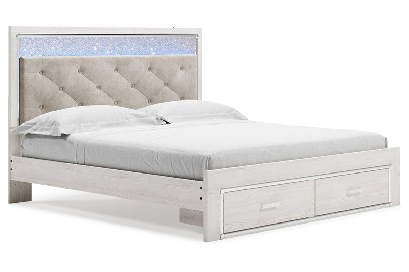 Altyra White King Upholstered Storage Bed - DMV FurnitureKing Bed