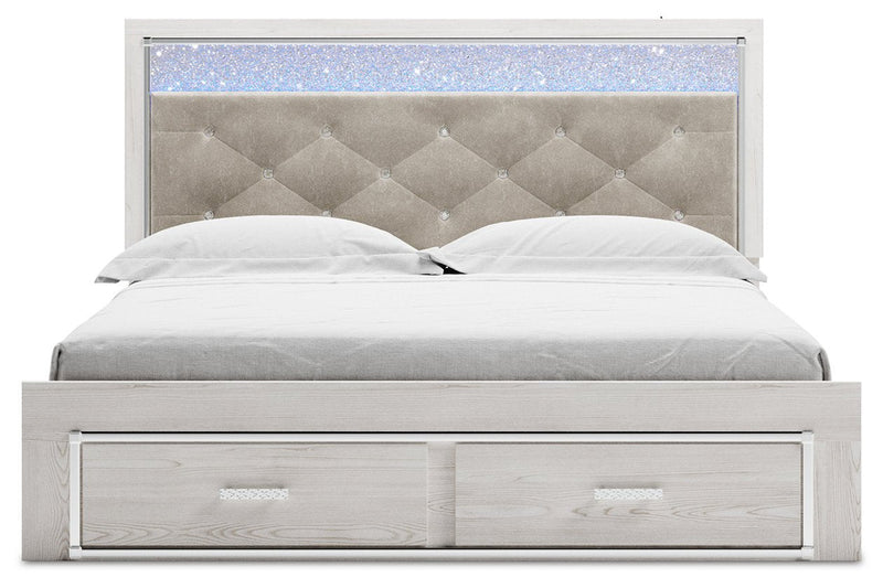 Altyra White King Upholstered Storage Bed - DMV FurnitureKing Bed