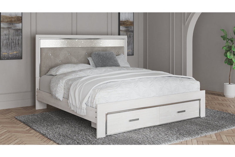 Altyra White King Upholstered Storage Bed - DMV FurnitureKing Bed