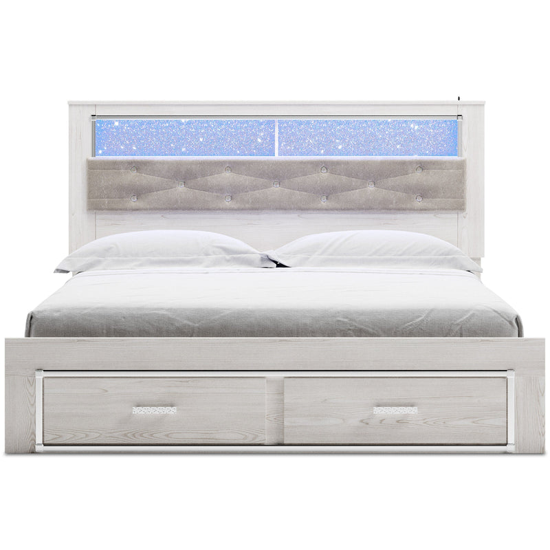 Altyra White LED Bookcase Upholstered Footboard Storage Platform Bedroom Set - DMV FurnitureBedroom Set