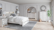 Altyra White LED Bookcase Upholstered Footboard Storage Platform Bedroom Set - DMV FurnitureBedroom Set