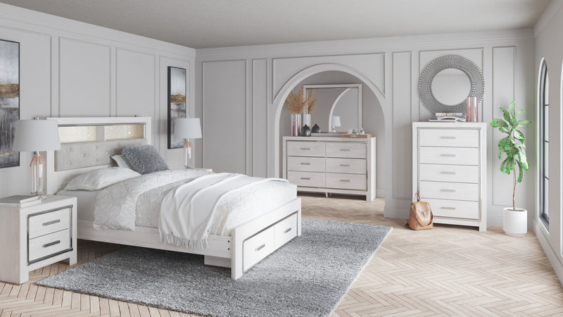 Altyra White LED Bookcase Upholstered Footboard Storage Platform Bedroom Set - DMV FurnitureBedroom Set