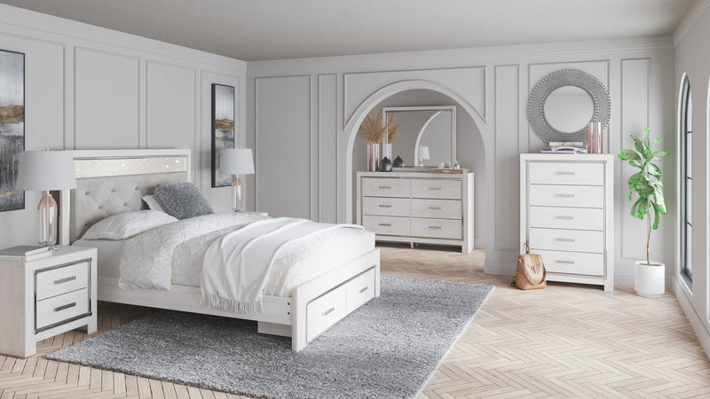Altyra White LED Upholstered Footboard Storage Platform Bedroom Set - DMV FurnitureBedroom Set