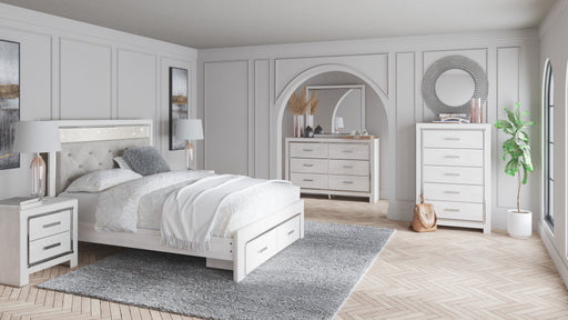 Altyra White LED Upholstered Footboard Storage Platform Bedroom Set - DMV FurnitureBedroom Set