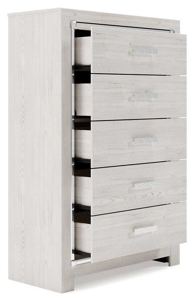 Altyra White Queen Panel Bed, Dresser and Chest - B2640B73