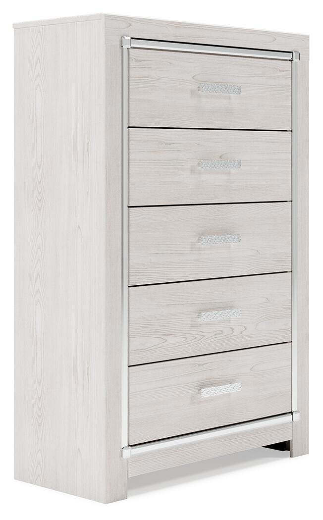 Altyra White Queen Panel Storage Bed, Dresser, Mirror and Chest - B2640B52