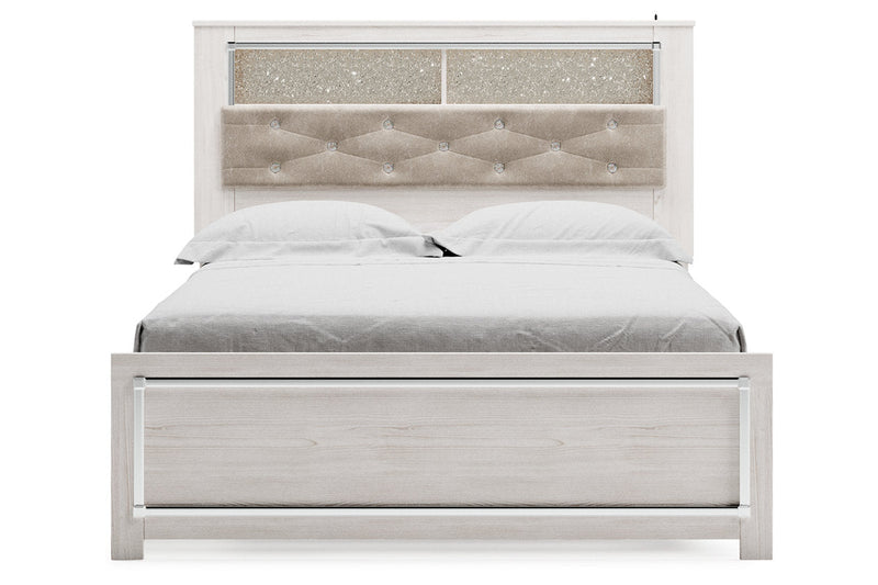 Altyra White Queen Platform Bookcase Bed - DMV FurnitureQueen Bed