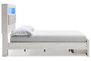 Altyra White Queen Upholstered Panel Bookcase Bed with Storage - DMV FurnitureQueen Bed