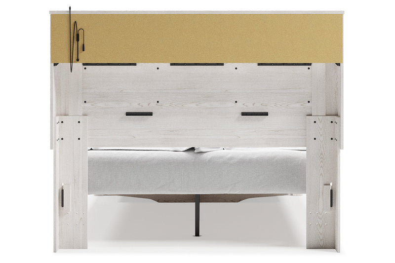 Altyra White Queen Upholstered Panel Bookcase Bed with Storage - DMV FurnitureQueen Bed
