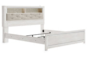 Altyra White Upholstered Bookcase LED King Panel Bed - DMV FurnitureKing Bed