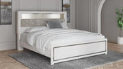 Altyra White Upholstered Bookcase LED Queen Panel Bed - DMV FurnitureQueen Bed