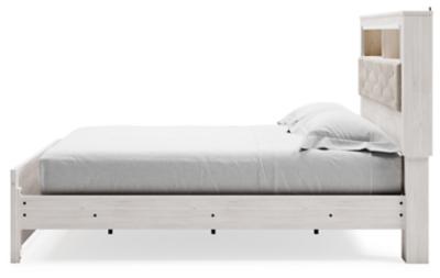 Altyra White Upholstered Bookcase LED Queen Panel Bed - DMV FurnitureQueen Bed