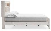 Altyra White Upholstered Bookcase LED Queen Panel Bed - DMV FurnitureQueen Bed