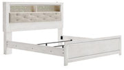 Altyra White Upholstered Bookcase LED Queen Panel Bed - DMV FurnitureQueen Bed