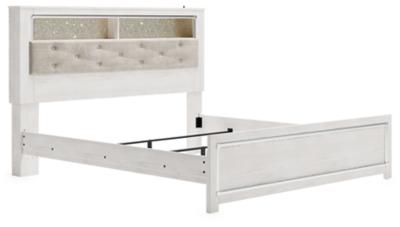 Altyra White Upholstered Bookcase LED Queen Panel Bed - DMV FurnitureQueen Bed