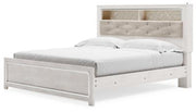 Altyra White Upholstered Bookcase LED Queen Panel Bed - DMV FurnitureQueen Bed