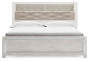 Altyra White Upholstered Bookcase LED Queen Panel Bed - DMV FurnitureQueen Bed