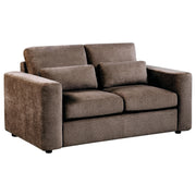 Amador Chenille Upholstered Track Arm Loveseat Chocolate - 511235
