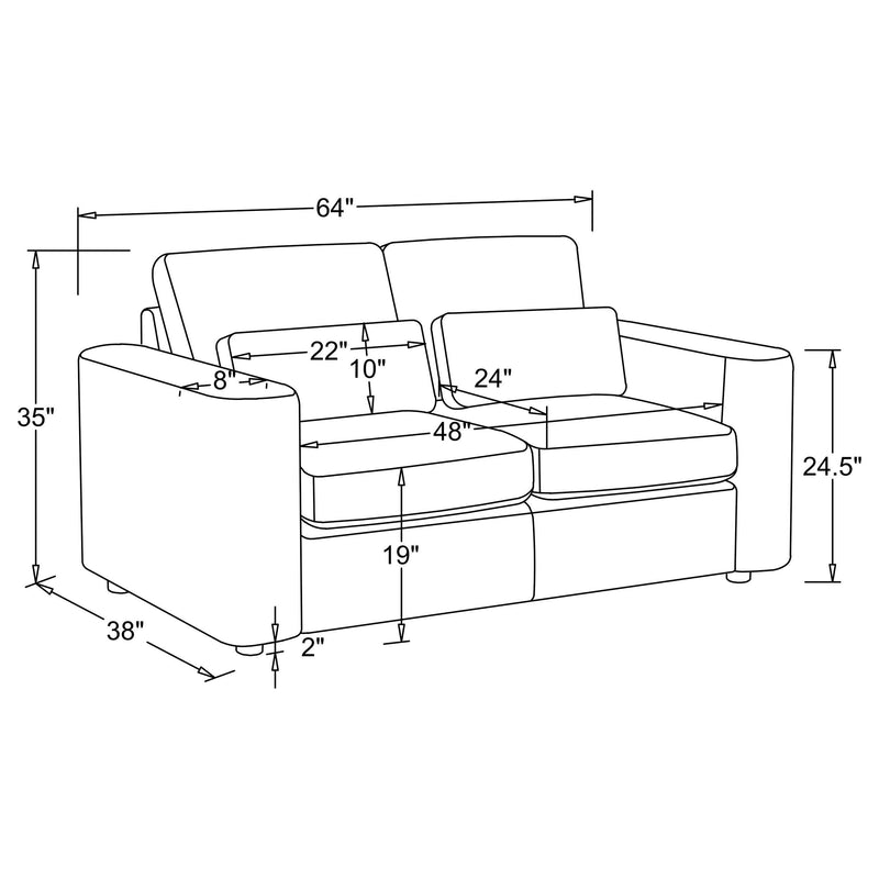 Amador Chenille Upholstered Track Arm Loveseat Chocolate - 511235