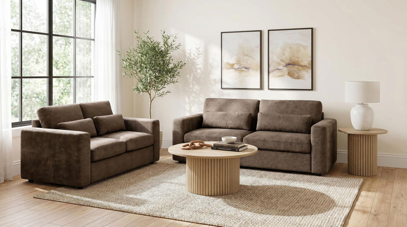 Amador Chenille Upholstered Track Arm Loveseat Chocolate - 511235