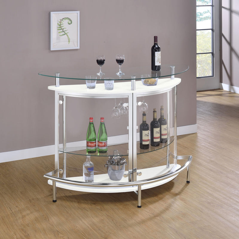Amarillo Freestanding Glass Top Home Bar Wine Cabinet White - 101066