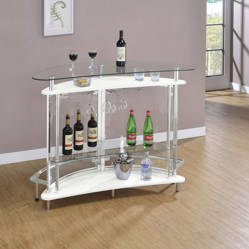 Amarillo Freestanding Glass Top Home Bar Wine Cabinet White - 101066