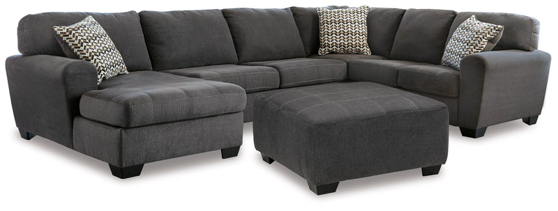 Ambee Slate 3-Piece Sectional with Ottoman from Ashley - DMV Furniture