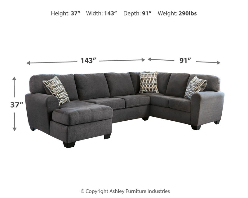 Ambee Slate 3-Piece Sectional with Ottoman from Ashley - DMV Furniture