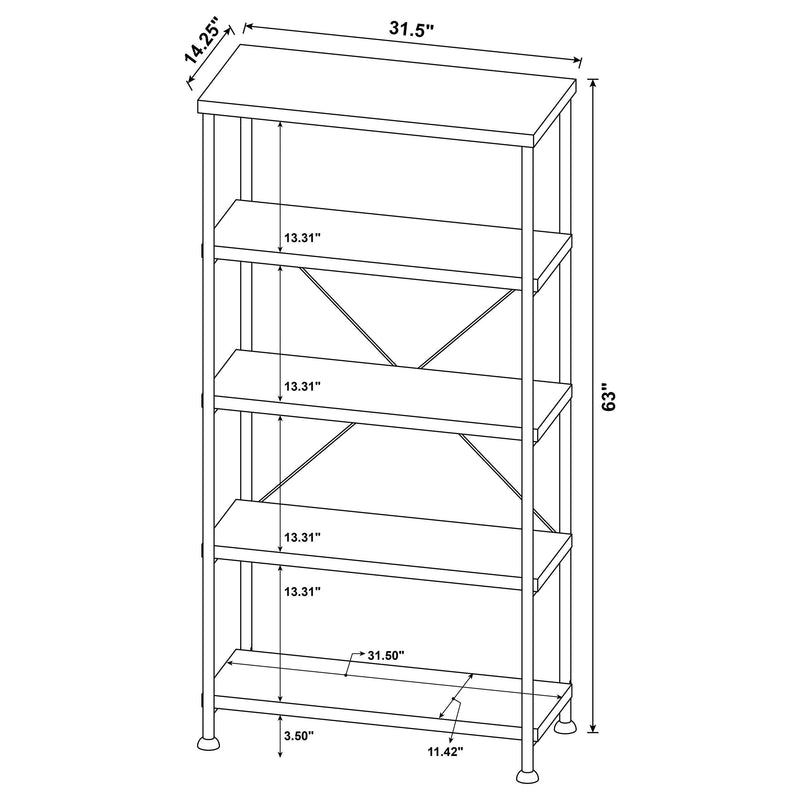 Analiese 63-inch 4-shelf Bookshelf Mango - 802003