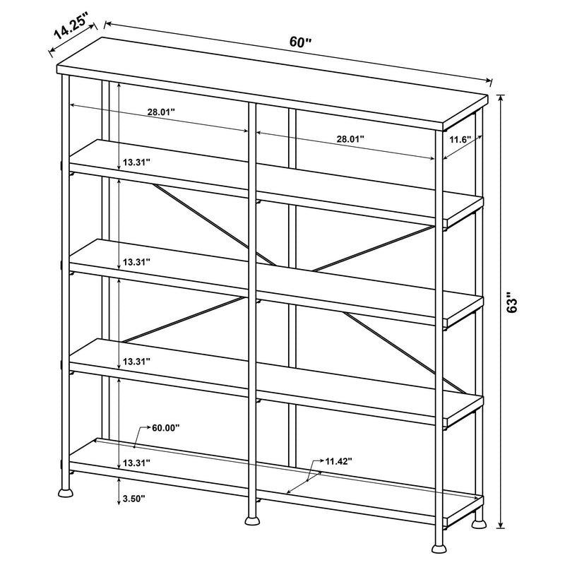 Analiese 63-inch 4-shelf Double Bookshelf Grey Driftwood - 801544
